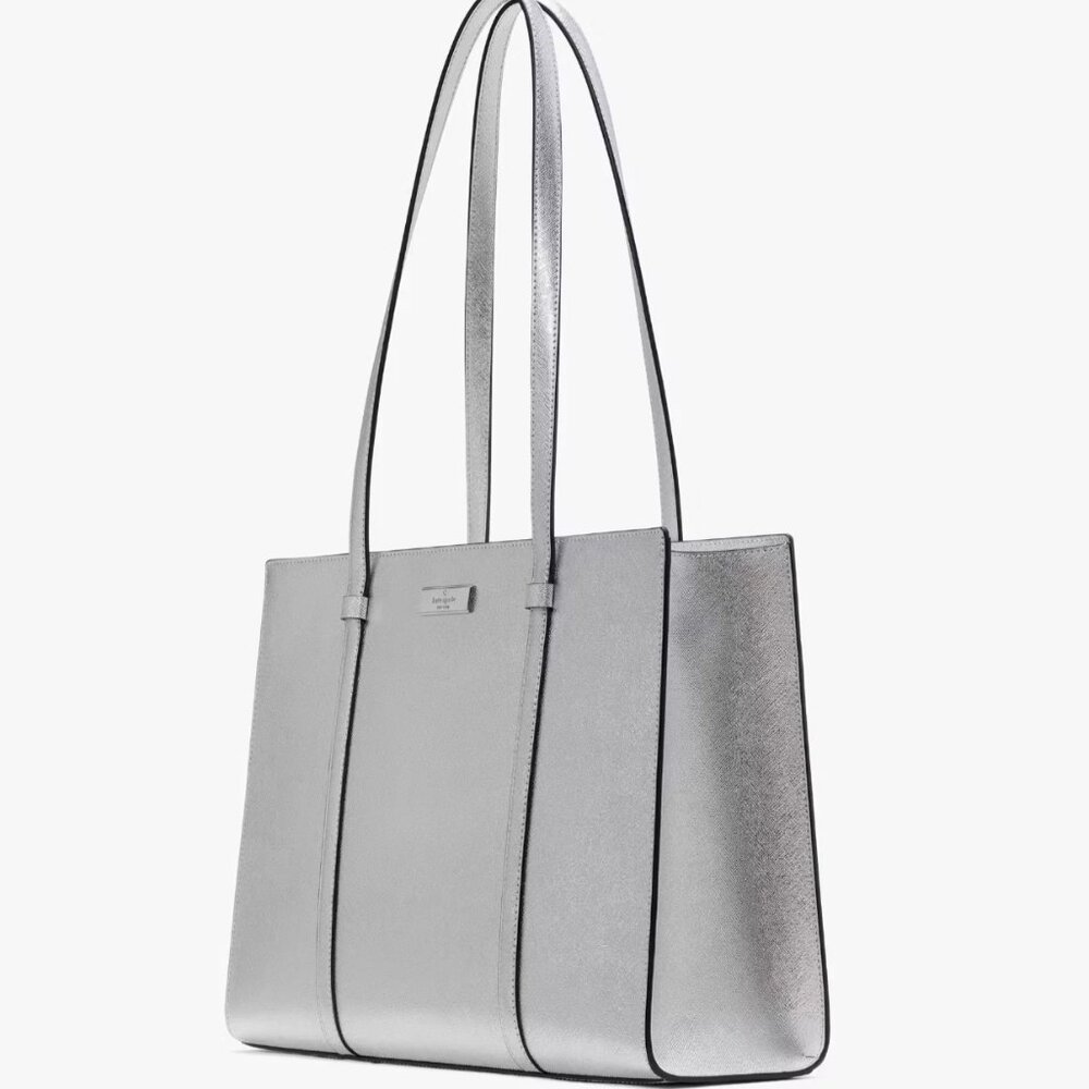 KATE SPADE-KENZIE METALLIC LARGE TOTE BAG NWT WITH DUSTY - Picture 9 of 11